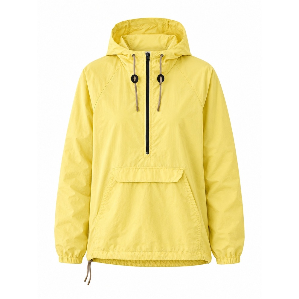 Vintage 80s Columbia Yellow Anorak Windbreaker Half Zip Hooded Jacket Wms Small